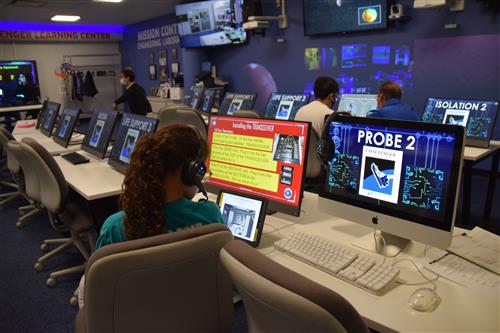 students at challenger center